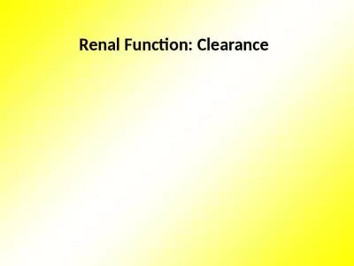 Renal Function: Clearance