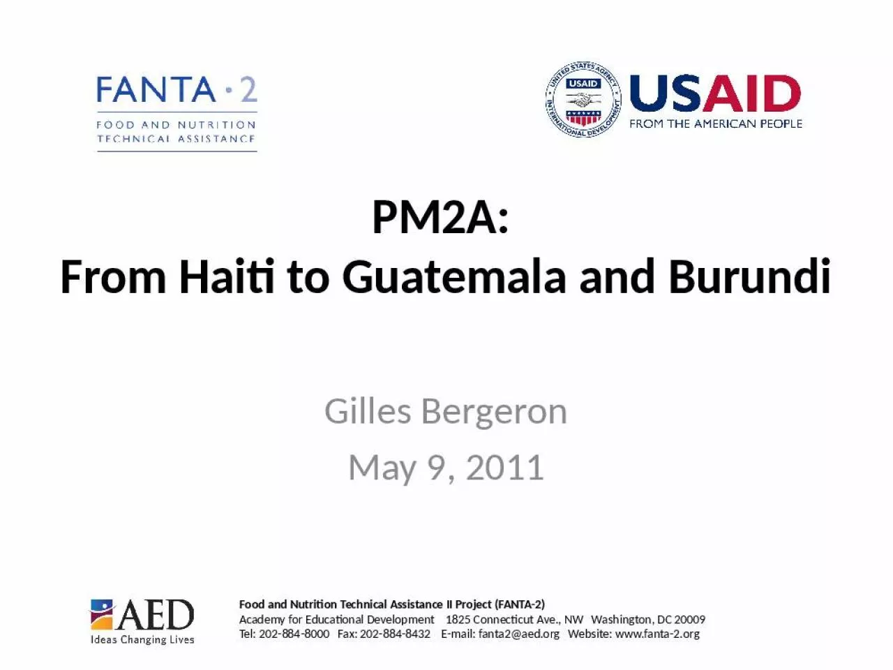 PPT-PM2A: From Haiti to Guatemala and Burundi