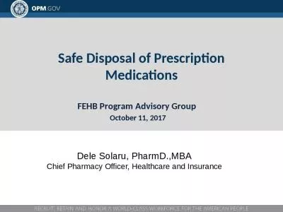 Safe Disposal  of  Prescription Medications