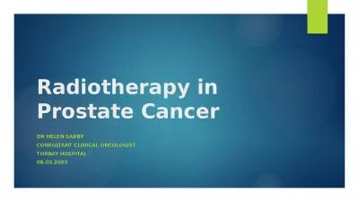 Radiotherapy in Prostate Cancer