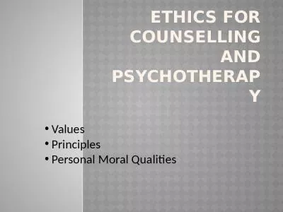 Ethics for Counselling and Psychotherapy