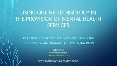 Using online technology in the provision of mental health services