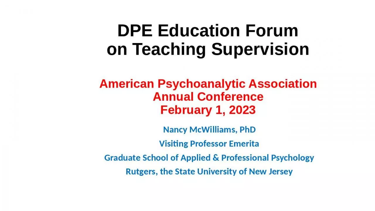 PPT-DPE Education Forum on Teaching Supervision