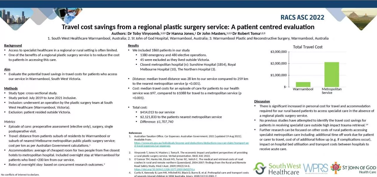 PPT-Travel cost savings from a regional plastic surgery service: A patient centred evaluation