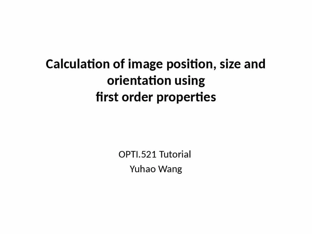 PPT-Calculation of image position, size and orientation using