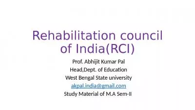 Rehabilitation council of India(RCI)