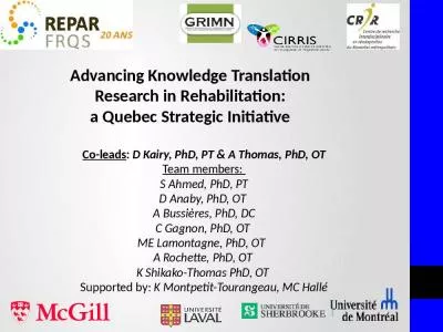 Advancing Knowledge Translation Research in Rehabilitation: