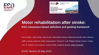 ESOC Munich 25 May 2023 Motor rehabilitation after stroke: