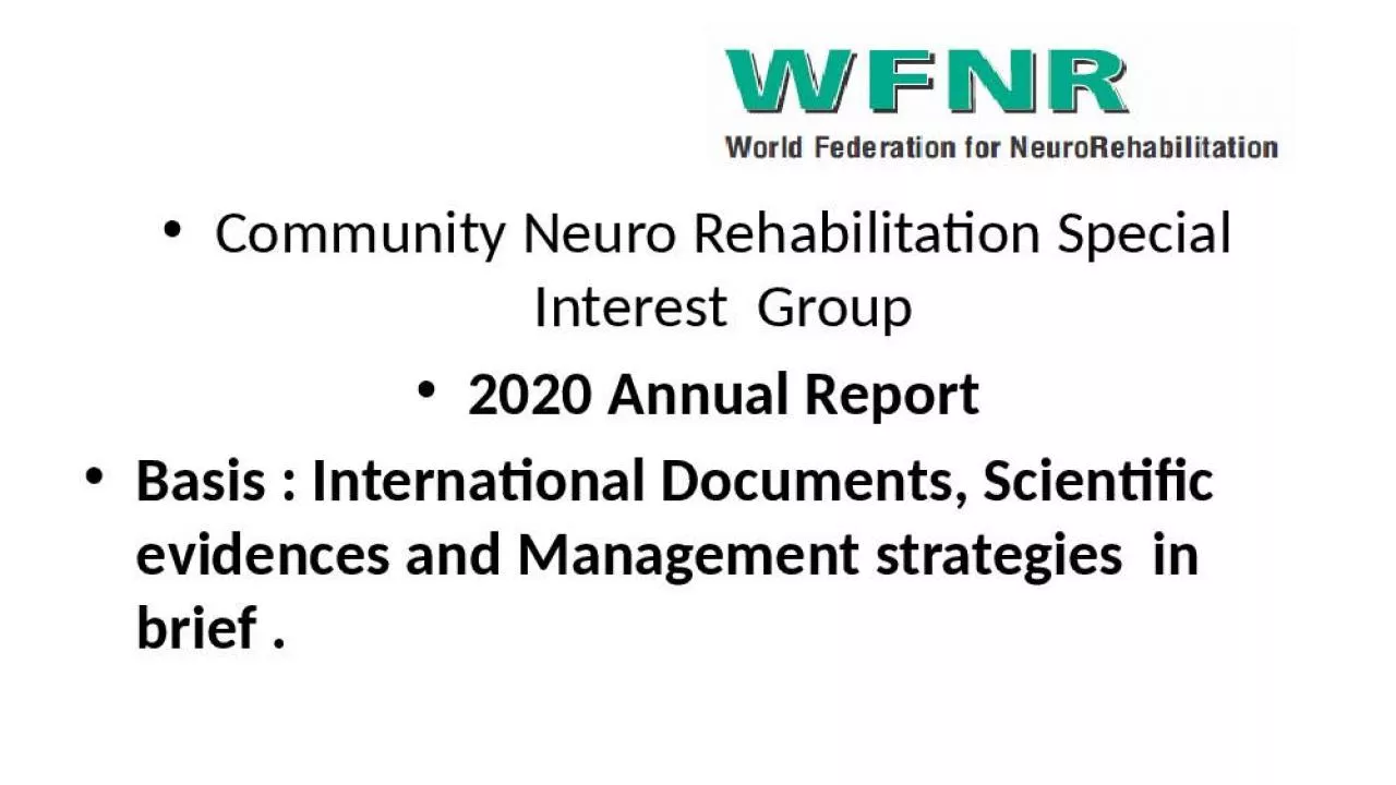 PPT-Community Neuro Rehabilitation Special Interest Group