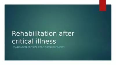 Rehabilitation after critical illness