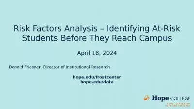 Risk Factors Analysis – Identifying At-Risk Students Before They Reach Campus