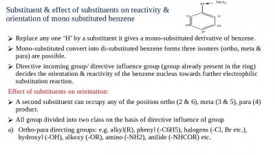 Substituent & effect of substituents on reactivity & orientation of mono substituted