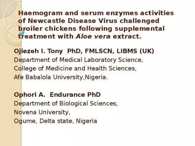 Haemogram  and serum enzymes activities of Newcastle Disease Virus challenged broiler