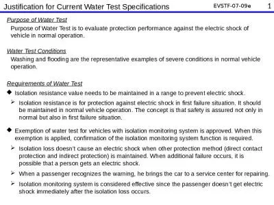 Purpose of Water Test Purpose of Water