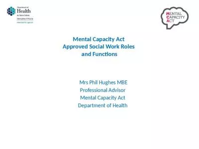 Mental Capacity Act  Approved Social Work Roles