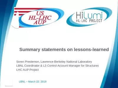 Summary statements on lessons-learned