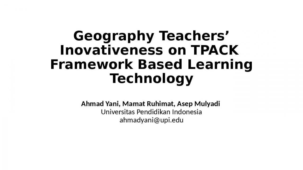 PPT-Geography Teachers’ Inovativeness