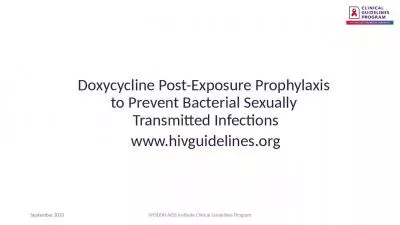 Doxycycline Post-Exposure Prophylaxis