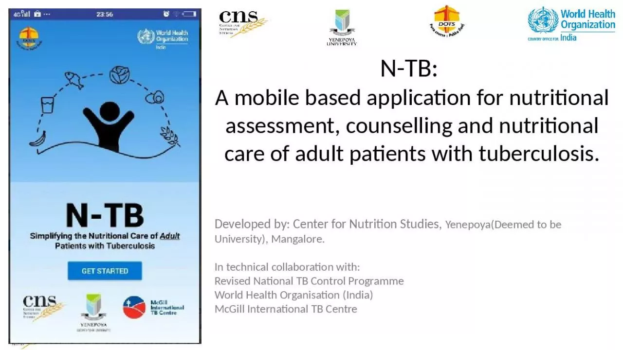 PPT-N-TB: A mobile based application for nutritional assessment, counselling and nutritional