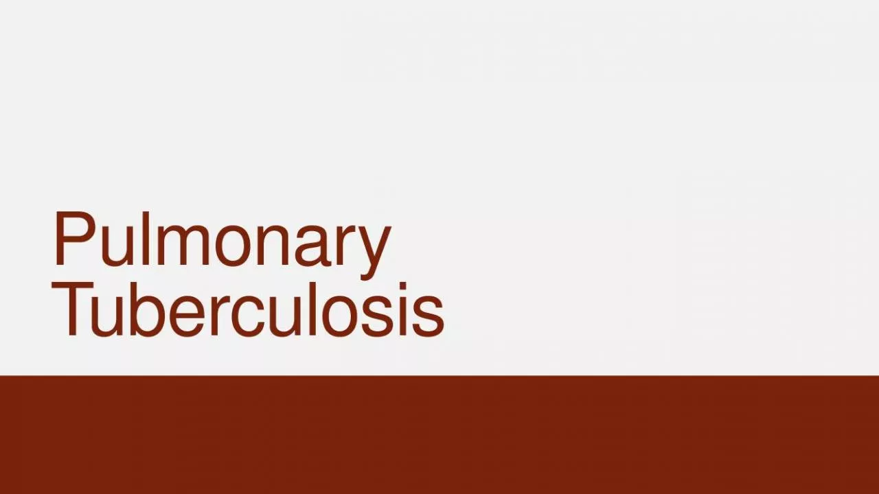 PPT-Pulmonary Tuberculosis Presumptive TB