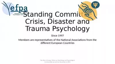 Standing Committee Crisis, Disaster and Trauma Psychology