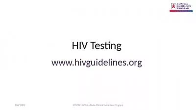 HIV Testing www.hivguidelines.org