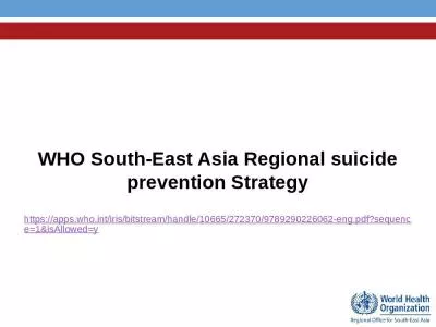 WHO South-East Asia Regional suicide prevention Strategy