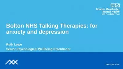 Bolton NHS Talking Therapies: for anxiety and depression