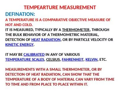 TEMPEARTURE MEASUREMENT DEFINATION: