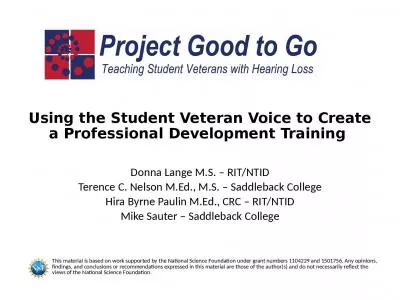 Using the Student Veteran Voice to Create a Professional Development Training