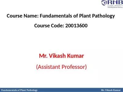 Course Name: Fundamentals of Plant Pathology