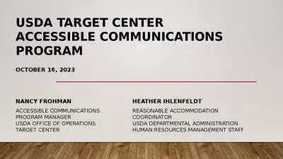 USDA TARGET Center  Accessible Communications Program