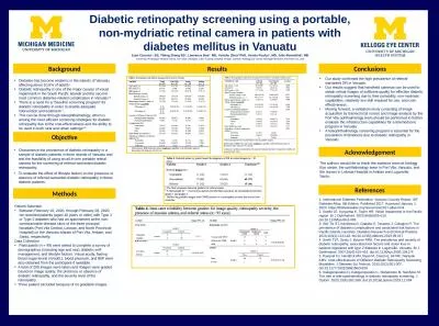 Background Diabetic retinopathy screening using a portable, non-mydriatic retinal camera