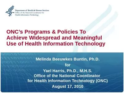 ONC’s  Programs & Policies To Achieve