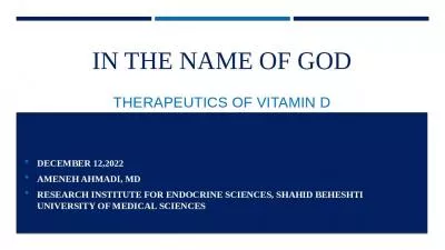 In the name of god Therapeutics of vitamin D