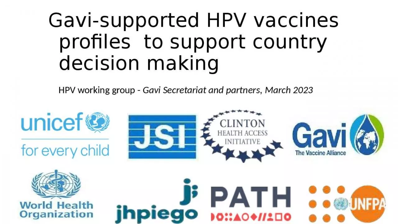 PPT-Gavi-supported HPV vaccines