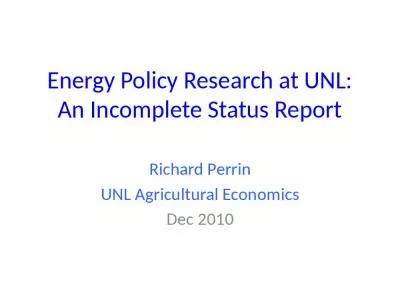 Energy Policy Research at UNL: