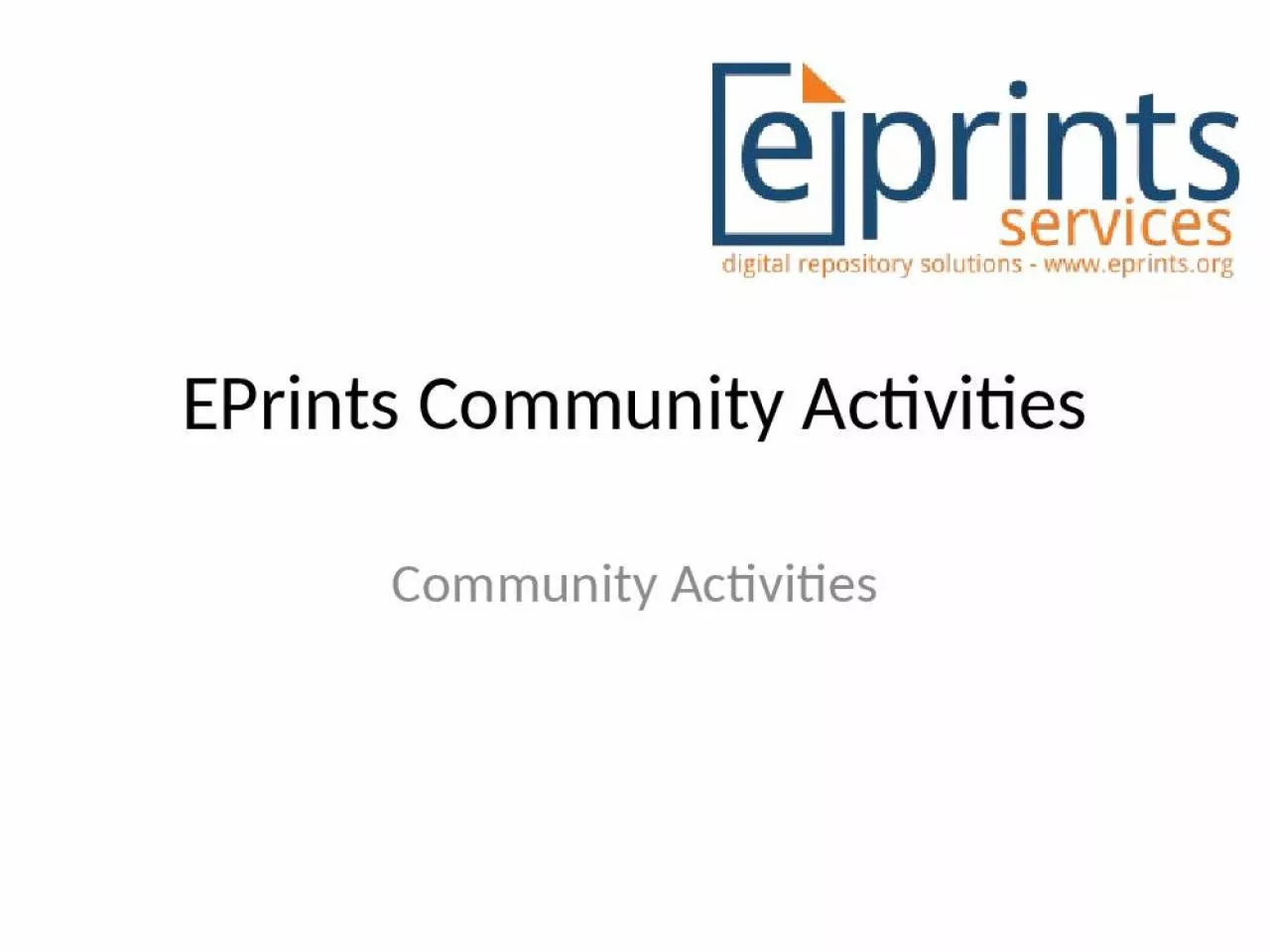 PPT-EPrints Community Activities