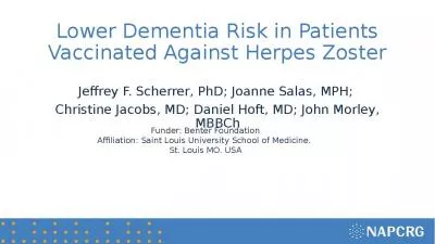 Lower Dementia Risk in Patients Vaccinated Against Herpes Zoster