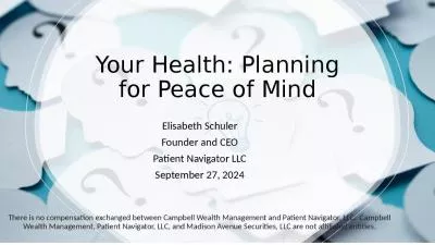 Your Health: Planning for Peace of Mind