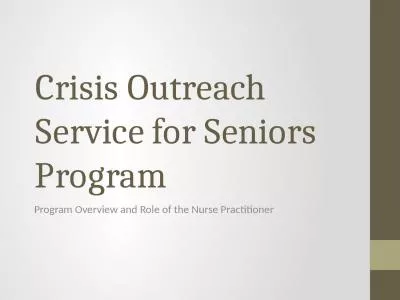 Crisis Outreach Service for Seniors Program