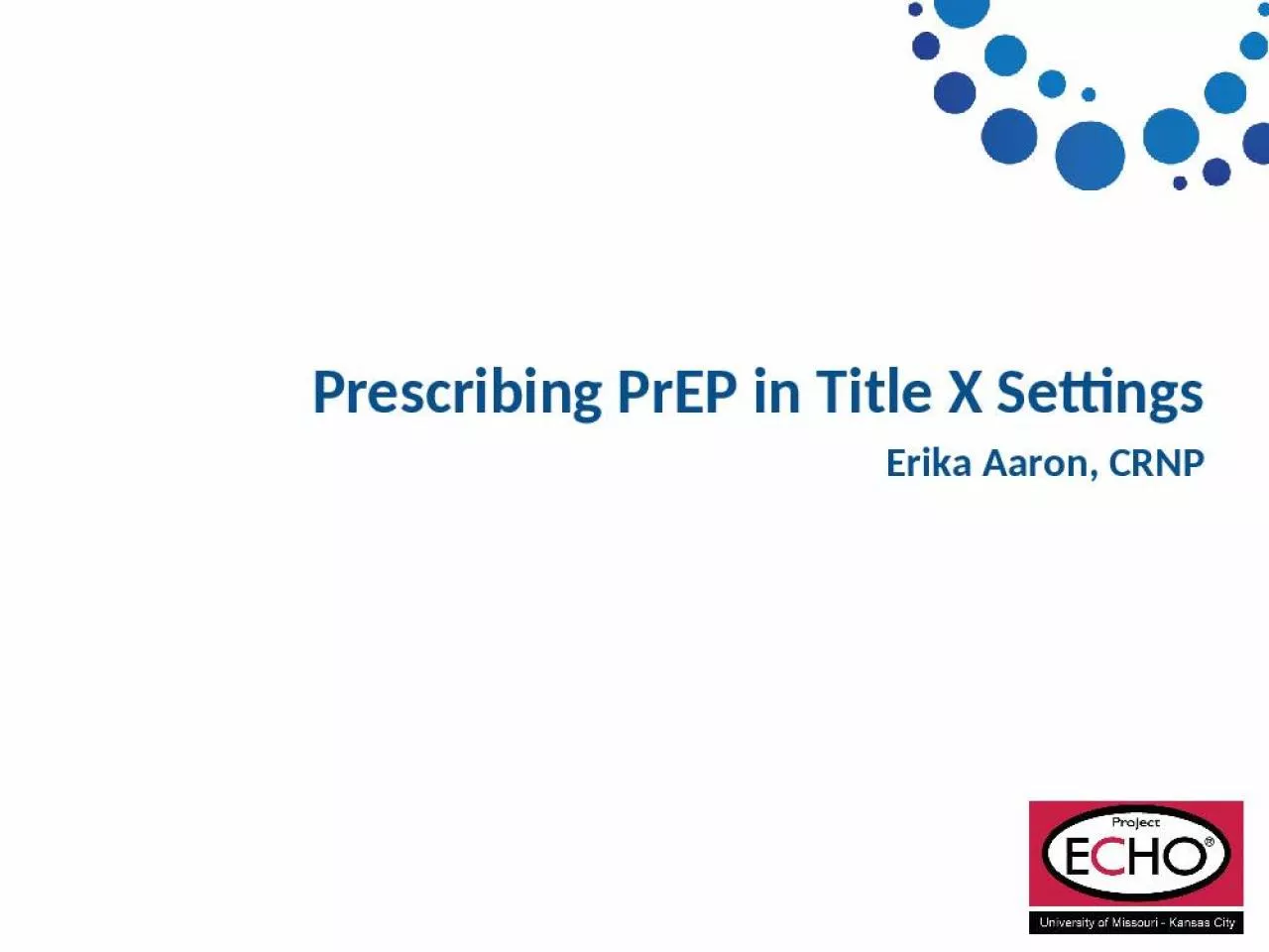 PPT-Prescribing PrEP in Title X Settings