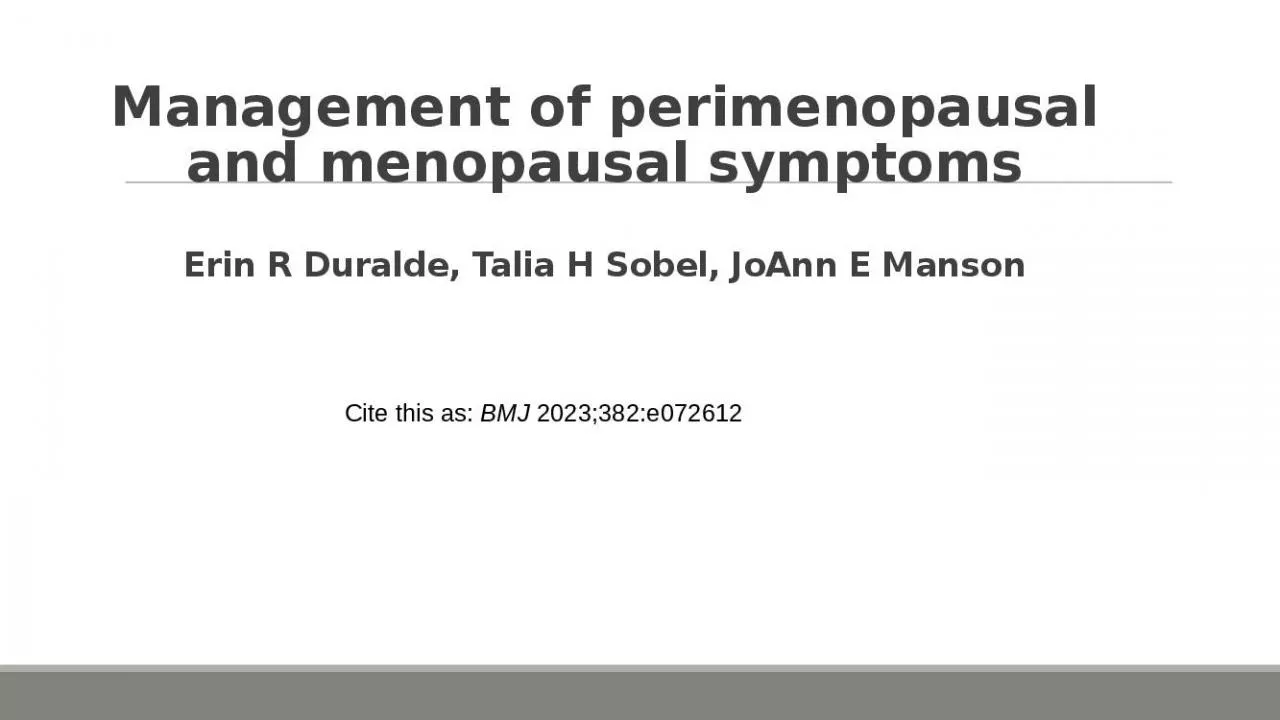 PPT-Management of perimenopausal and menopausal symptoms