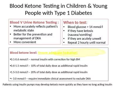 Blood Ketone  T esting in Children & Young People with Type 1 Diabetes