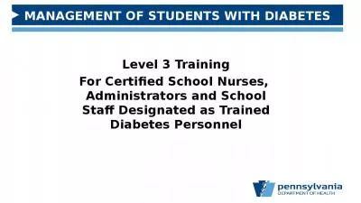 Level 3 Training For Certified School Nurses,  Administrators and School Staff Designated