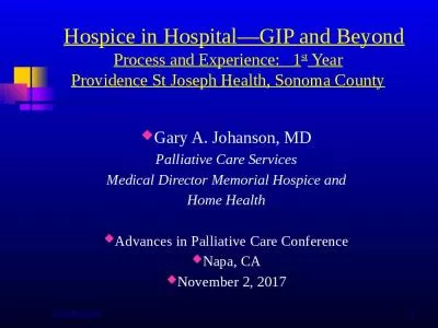 11/1/17 1     Hospice in Hospital—GIP and Beyond