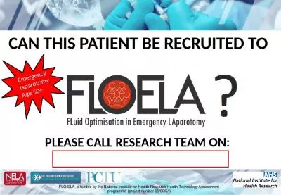 FLO-ELA  is funded by the National Institute for Health Research Health Technology Assessment progr