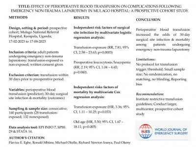 TITLE:   EFFECT OF PERIOPERATIVE BLOOD TRANSFUSION ON COMPLICATIONS FOLLOWING EMERGENCY