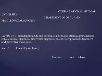 Lecture Sialadenitis Sialolithiasis