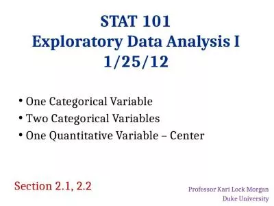 Exploratory Analysis Categorical Variable Categorical Variables